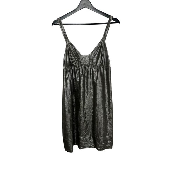 Graham Spencer Bronze Gold Metallic Silk Blend Sleeveless Empire Waist Short Dre - Picture 1 of 9